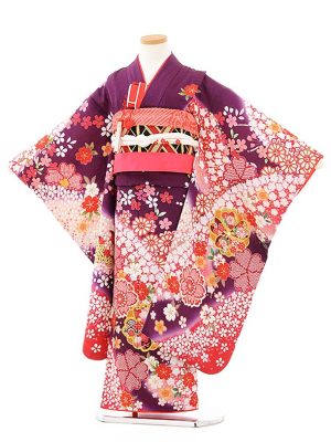 七五三レンタル(7歳女児袋帯) 7897 正絹 パープル 桜づくし　商品番号： 1AP7897000