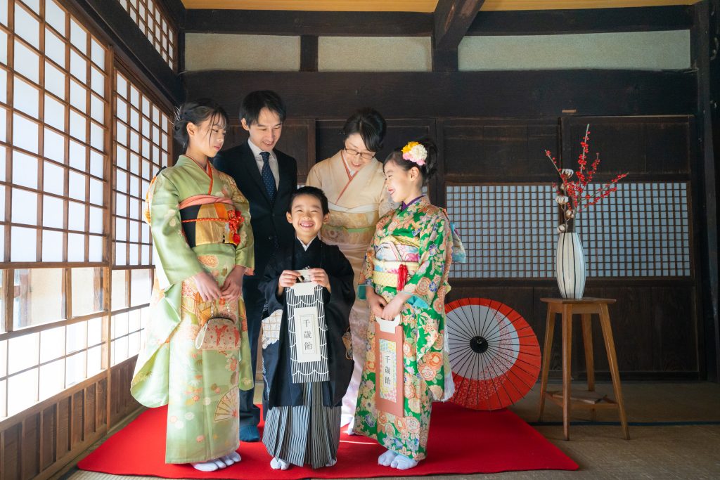 七五三 家族写真 訪問着