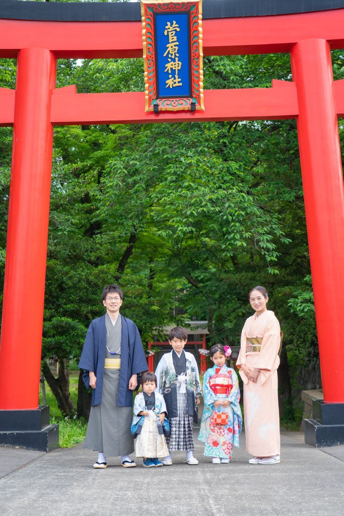 町田菅原神社 七五三出張撮影 家族写真