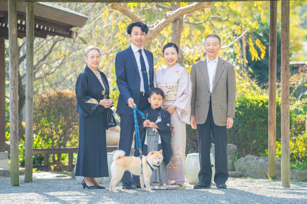 七五三 家族写真 訪問着